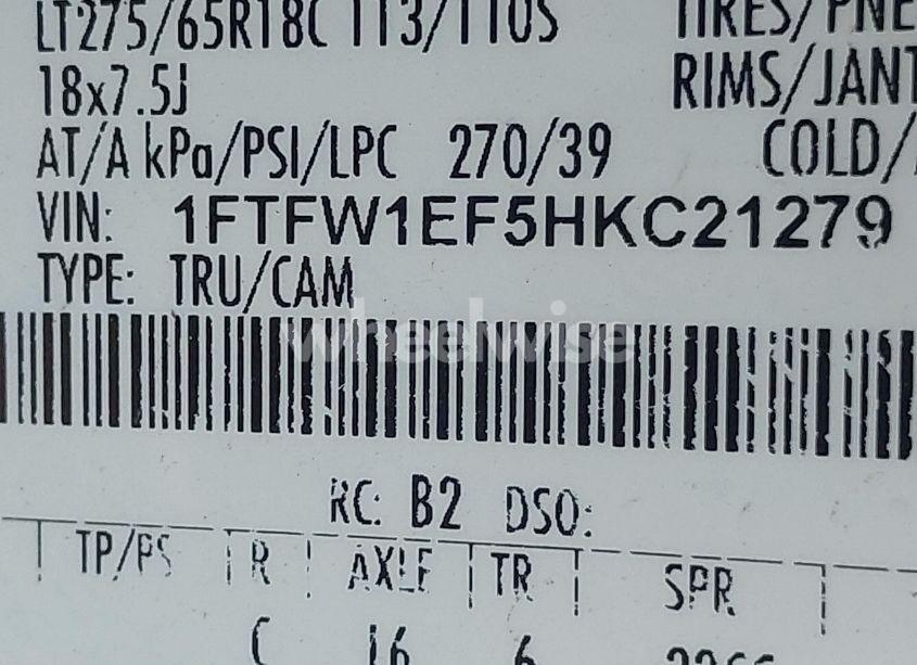 Photo 9 of 2017 Ford F-150 XLT (VIN 1FTFW1EF5HKC21279)