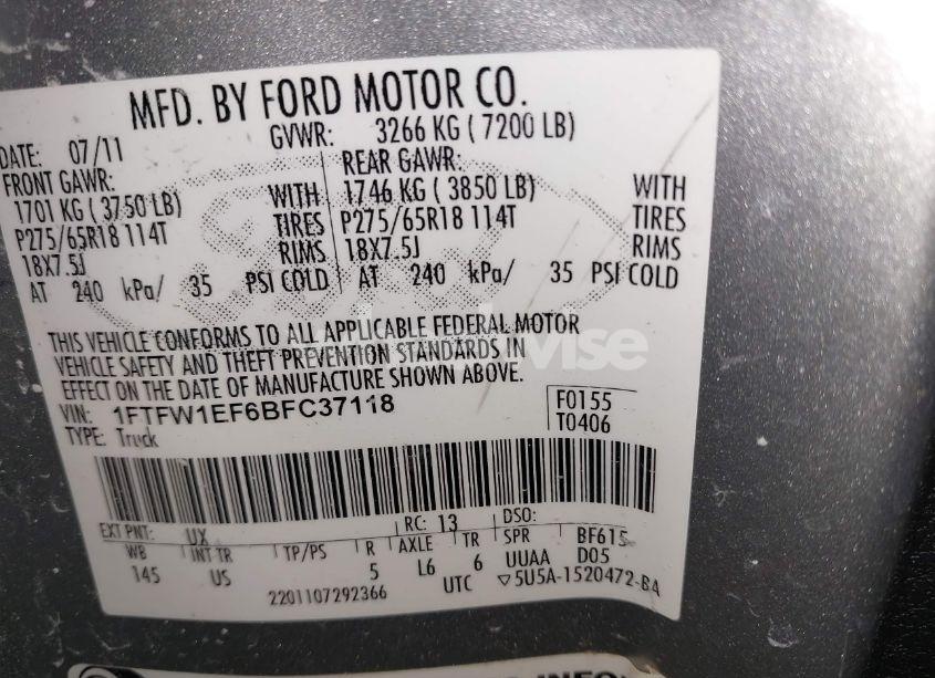 Photo 9 of 2011 Ford F-150 XLT (VIN 1FTFW1EF6BFC37118)