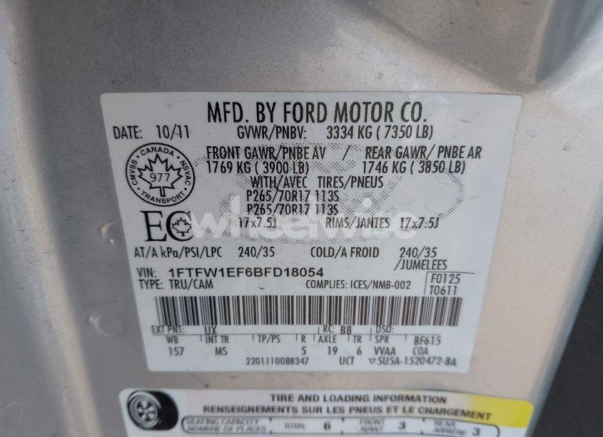 Photo 9 of 2011 Ford F-150 XLT (VIN 1FTFW1EF6BFD18054)