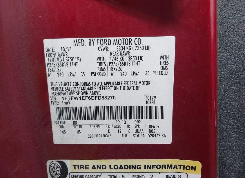 Photo 9 of 2013 Ford F-150 XLT (VIN 1FTFW1EF6DFD88270)