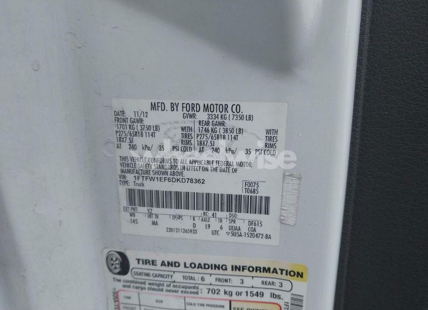 Photo 9 of 2013 Ford F-150 XLT (VIN 1FTFW1EF6DKD78362)