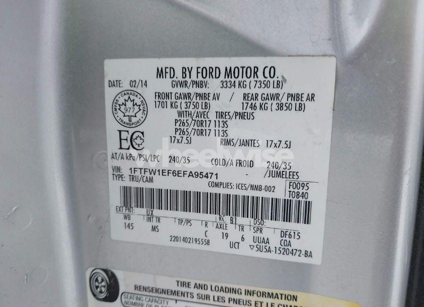 Photo 9 of 2014 Ford F-150 XLT (VIN 1FTFW1EF6EFA95471)