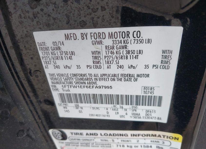 Photo 9 of 2014 Ford F-150 XLT (VIN 1FTFW1EF6EFA97995)