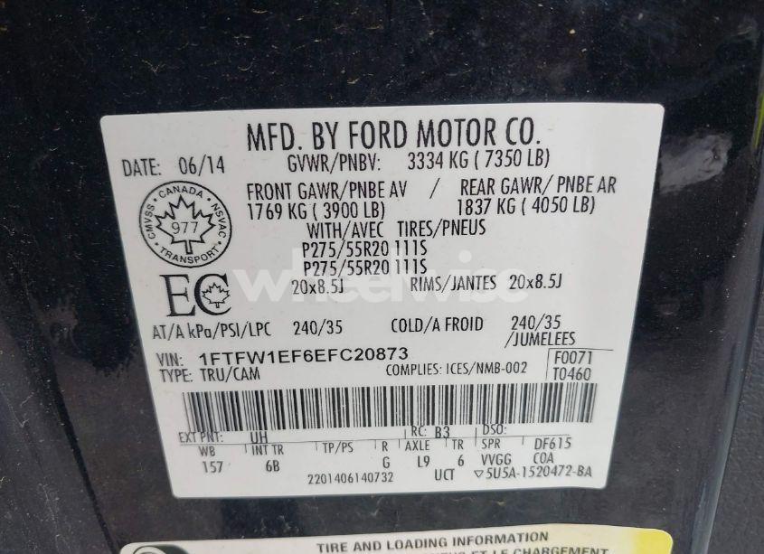 Photo 9 of 2014 Ford F-150 FX4 (VIN 1FTFW1EF6EFC20873)