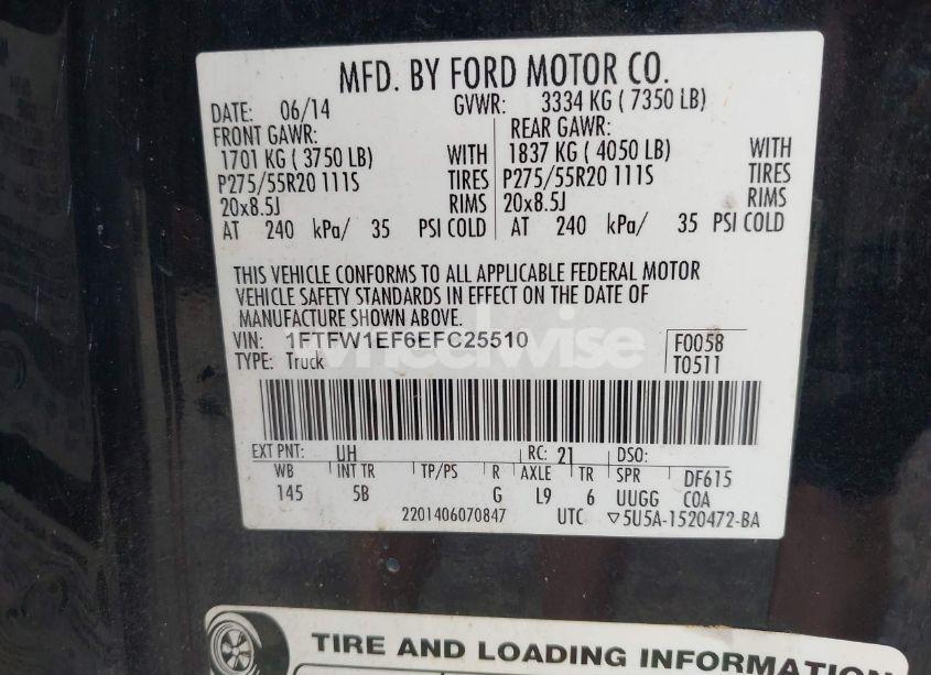 Photo 9 of 2014 Ford F-150 FX4 (VIN 1FTFW1EF6EFC25510)