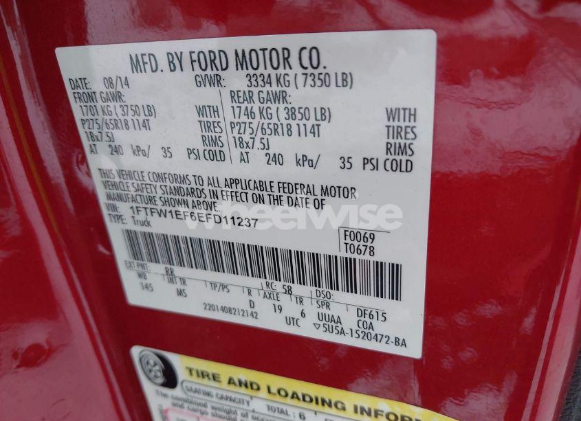 Photo 9 of 2014 Ford F-150 XLT (VIN 1FTFW1EF6EFD11237)