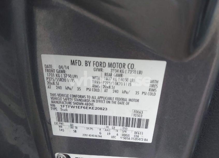 Photo 9 of 2014 Ford F-150 FX4 (VIN 1FTFW1EF6EKE20823)