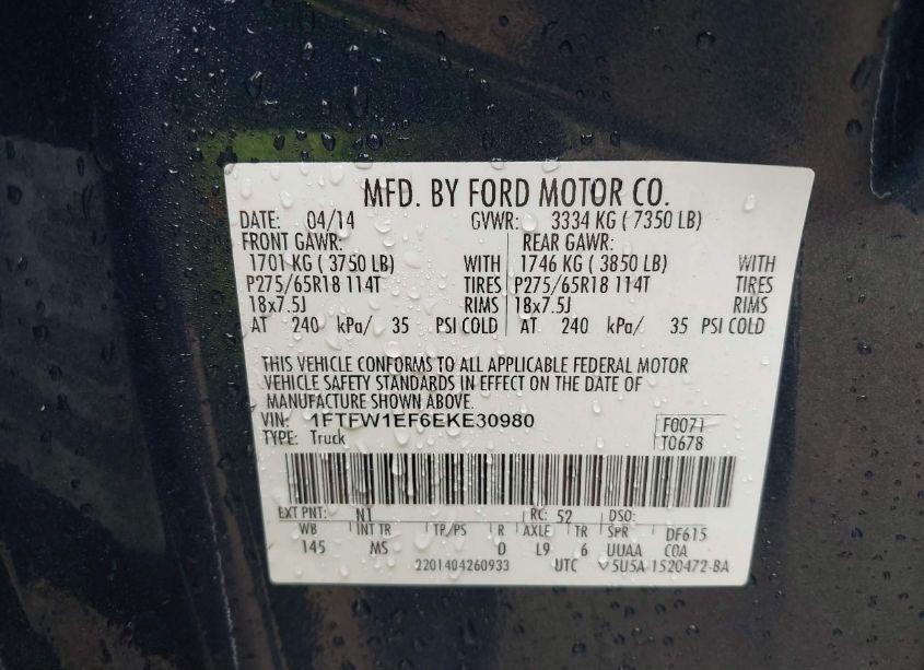 Photo 9 of 2014 Ford F-150 XLT (VIN 1FTFW1EF6EKE30980)