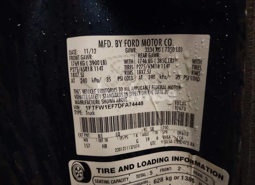 Photo 9 of 2013 Ford F-150 LARIAT (VIN 1FTFW1EF7DFA74448)