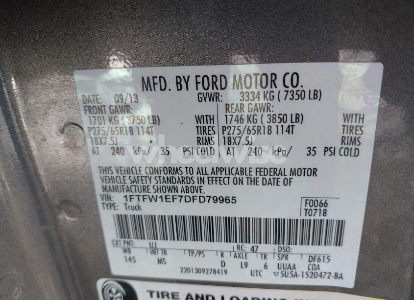 Photo 9 of 2013 Ford F-150 XLT (VIN 1FTFW1EF7DFD79965)