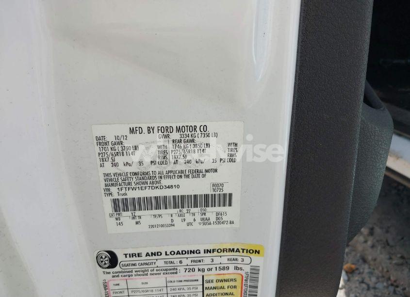 Photo 9 of 2013 Ford F-150 XLT (VIN 1FTFW1EF7DKD34810)