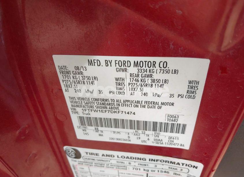 Photo 9 of 2013 Ford F-150 XLT (VIN 1FTFW1EF7DKF71474)