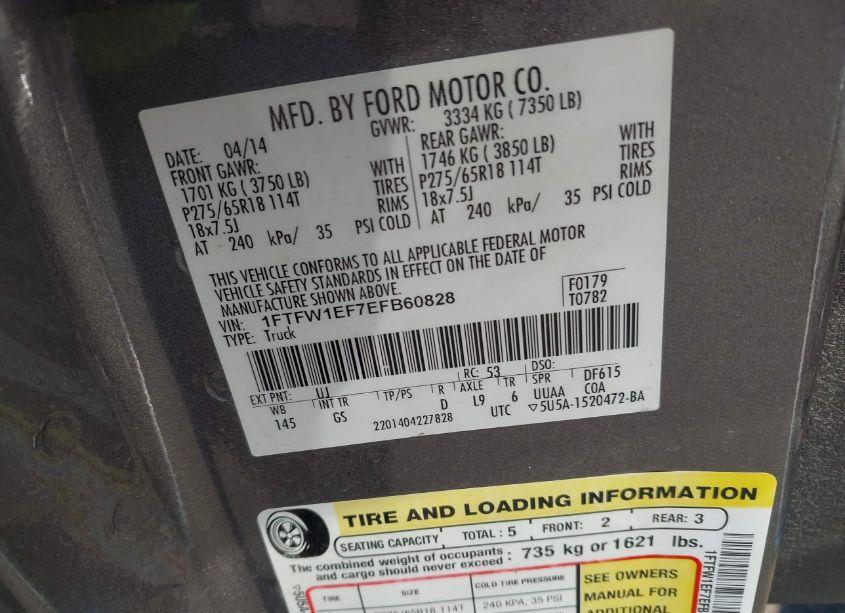 Photo 9 of 2014 Ford F-150 XLT (VIN 1FTFW1EF7EFB60828)