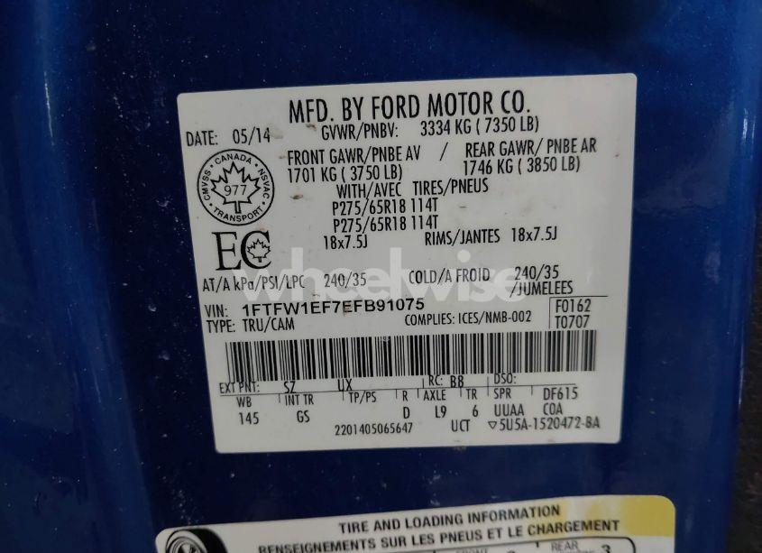 Photo 9 of 2014 Ford F-150 XLT (VIN 1FTFW1EF7EFB91075)