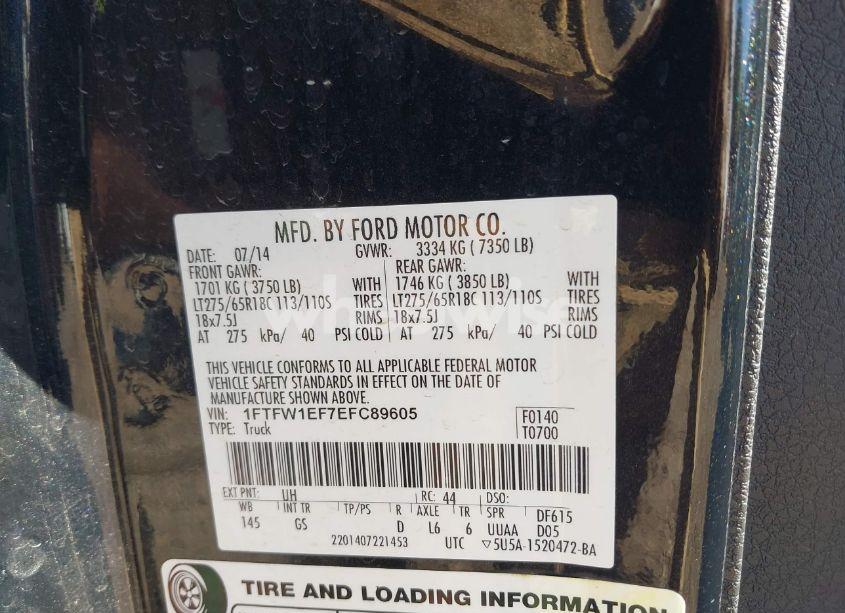 Photo 9 of 2014 Ford F-150 XLT (VIN 1FTFW1EF7EFC89605)