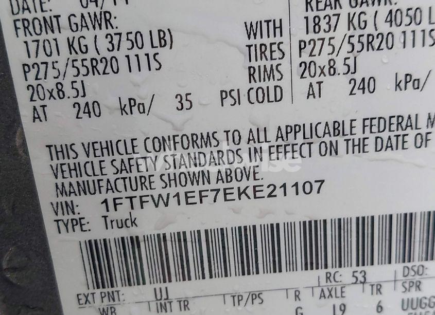 Photo 9 of 2014 Ford F-150 FX4 (VIN 1FTFW1EF7EKE21107)