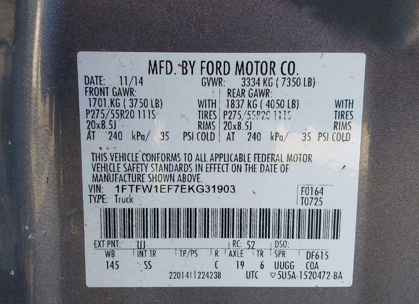 Photo 9 of 2014 Ford F-150 STX (VIN 1FTFW1EF7EKG31903)