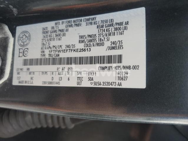 2015 FORD F150 SUPERCREW (VIN 1FTFW1EF7FKE25613) main photo
