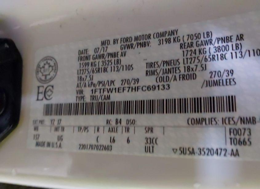 Photo 9 of 2017 Ford F-150 XLT (VIN 1FTFW1EF7HFC69133)