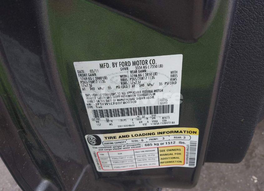 Photo 9 of 2011 Ford F-150 XLT (VIN 1FTFW1EF8BFB00309)