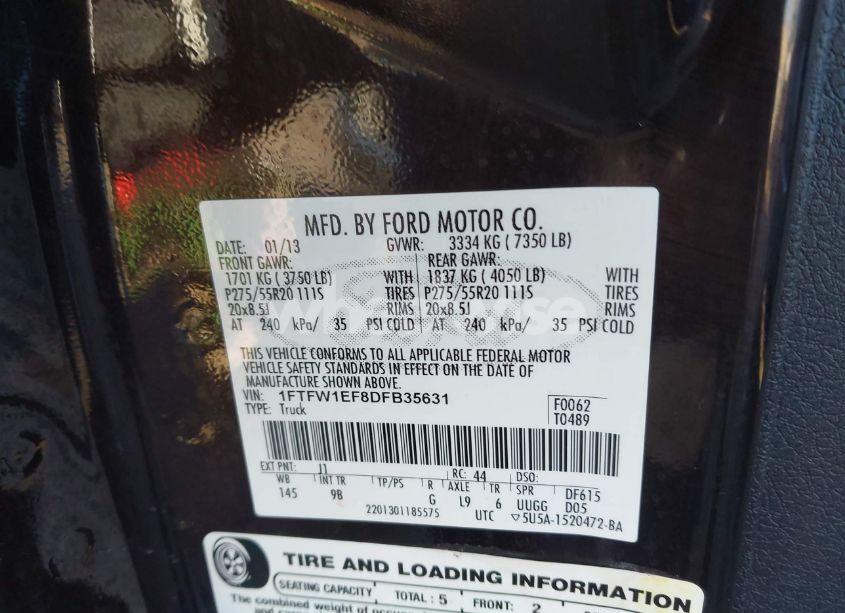 Photo 9 of 2013 Ford F-150 PLATINUM (VIN 1FTFW1EF8DFB35631)