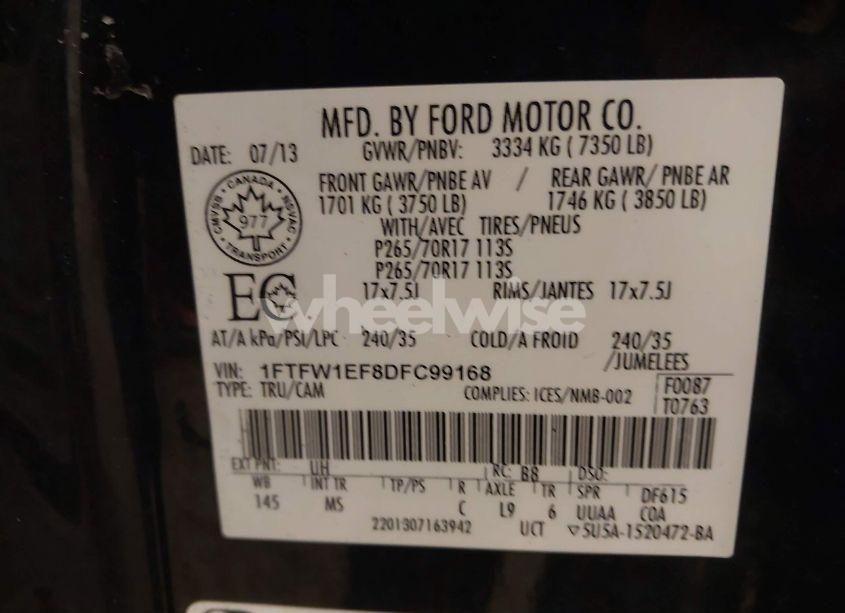 Photo 9 of 2013 Ford F-150 XLT (VIN 1FTFW1EF8DFC99168)