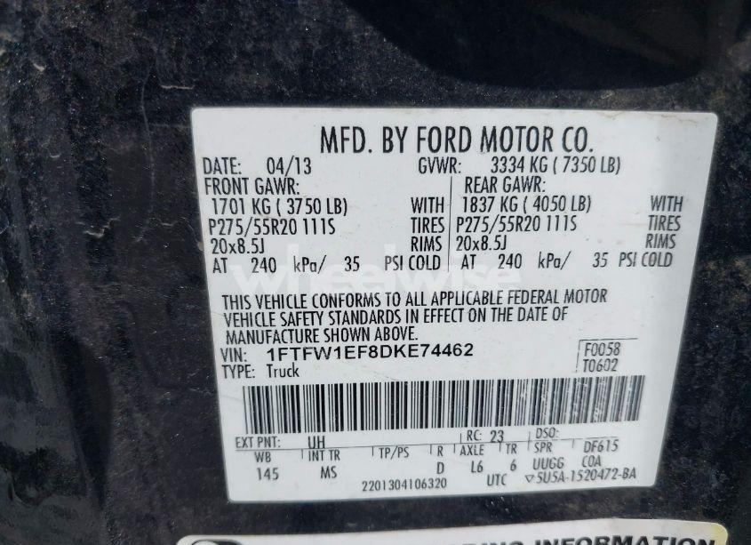 Photo 9 of 2013 Ford F-150 XLT (VIN 1FTFW1EF8DKE74462)