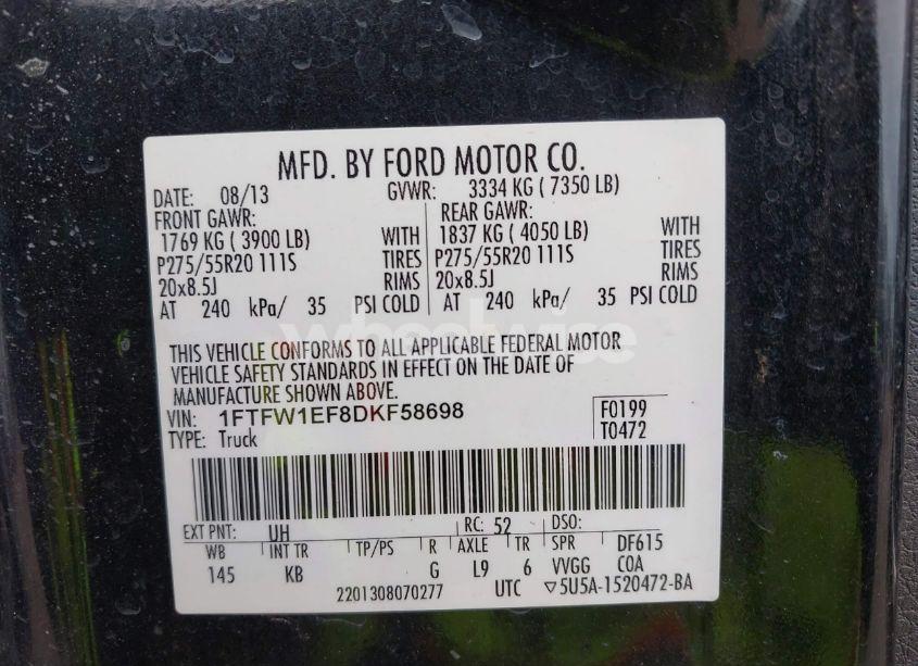 Photo 9 of 2013 Ford F-150 KING RANCH (VIN 1FTFW1EF8DKF58698)