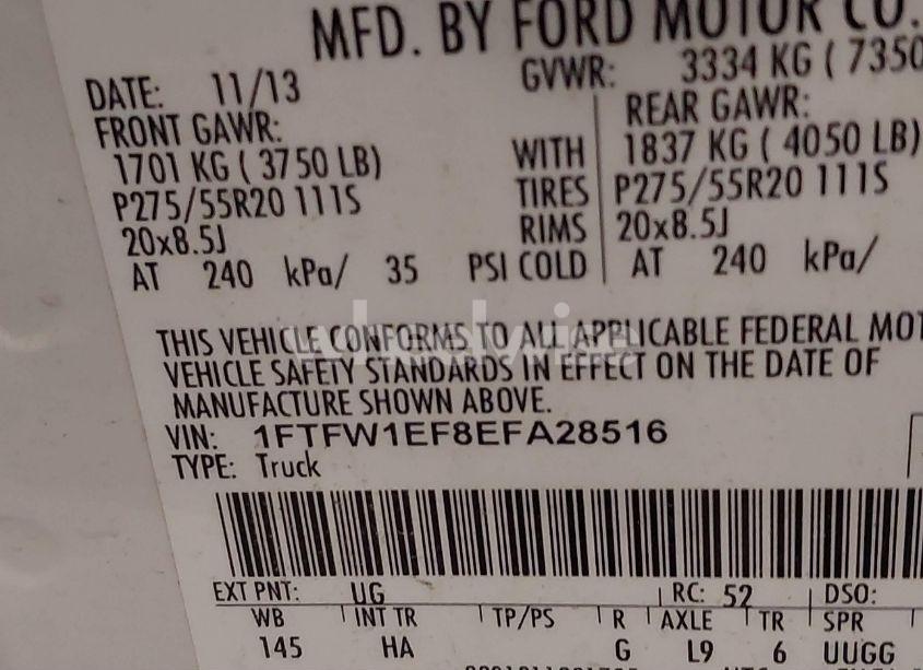 Photo 9 of 2014 Ford F-150 LARIAT (VIN 1FTFW1EF8EFA28516)