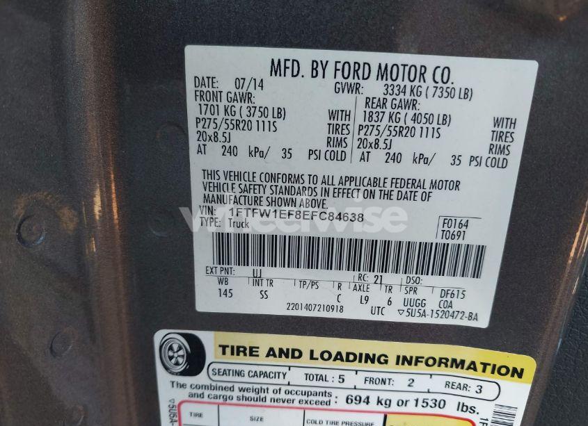 Photo 9 of 2014 Ford F-150 STX (VIN 1FTFW1EF8EFC84638)