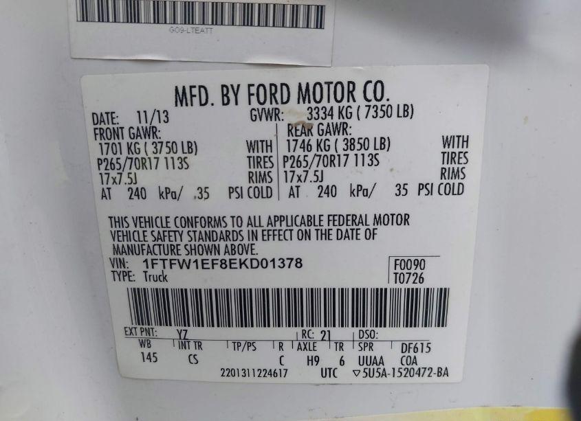 Photo 9 of 2014 Ford F-150 XL (VIN 1FTFW1EF8EKD01378)