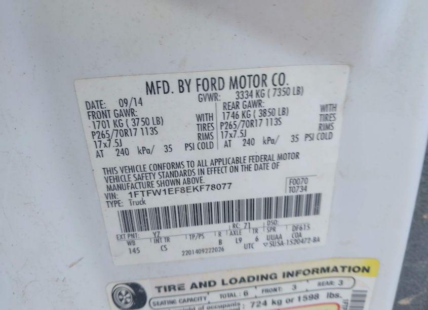 Photo 9 of 2014 Ford F-150 XL (VIN 1FTFW1EF8EKF78077)