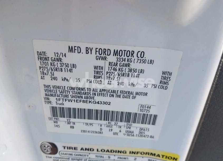 Photo 9 of 2014 Ford F-150 FX4 (VIN 1FTFW1EF8EKG43302)