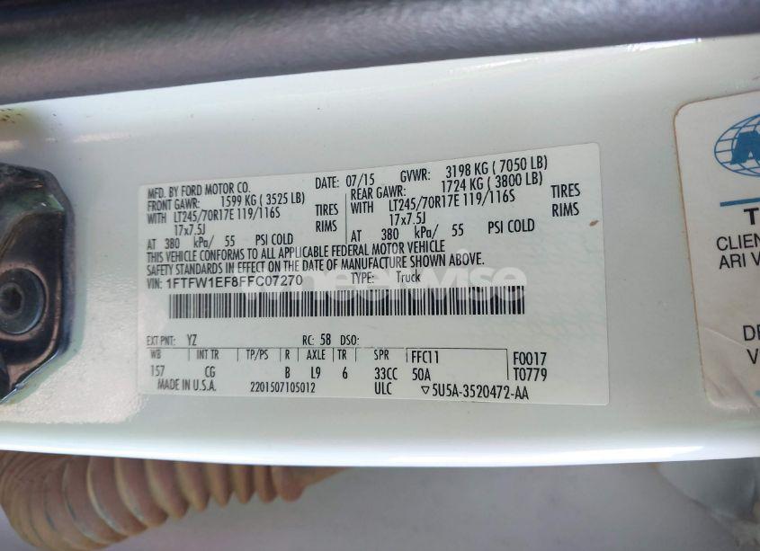 Photo 9 of 2015 Ford F-150 XL (VIN 1FTFW1EF8FFC07270)