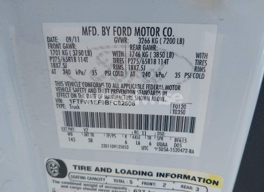 Photo 9 of 2011 Ford F-150 FX4 (VIN 1FTFW1EF9BFC82506)