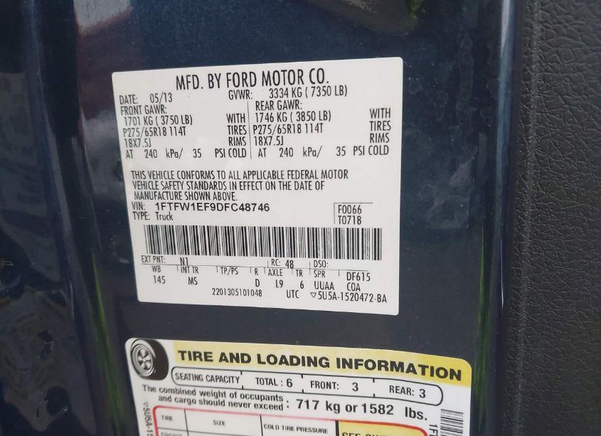 Photo 9 of 2013 Ford F-150 XLT (VIN 1FTFW1EF9DFC48746)