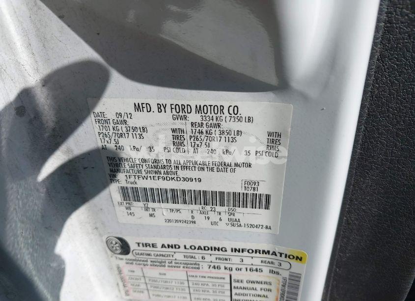 Photo 9 of 2013 Ford F-150 XLT (VIN 1FTFW1EF9DKD30919)