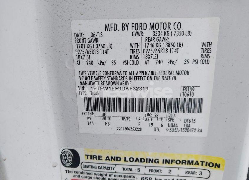 Photo 9 of 2013 Ford F-150 LARIAT (VIN 1FTFW1EF9DKF32319)