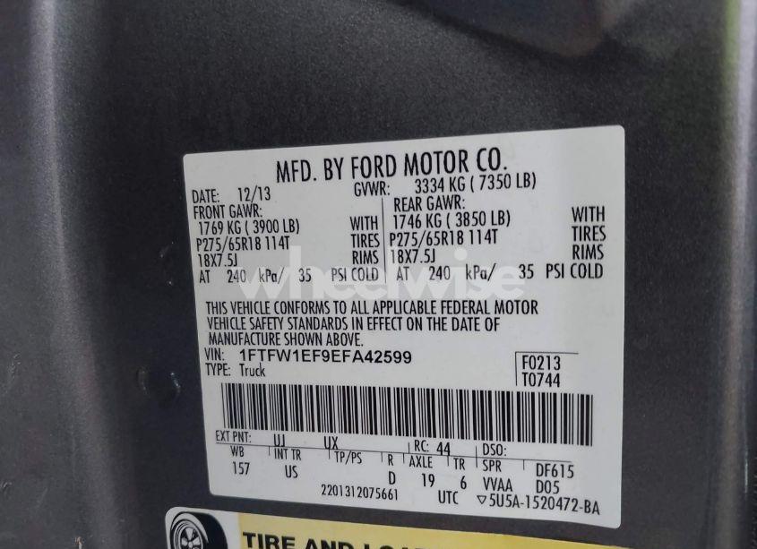 Photo 9 of 2014 Ford F-150 XLT (VIN 1FTFW1EF9EFA42599)