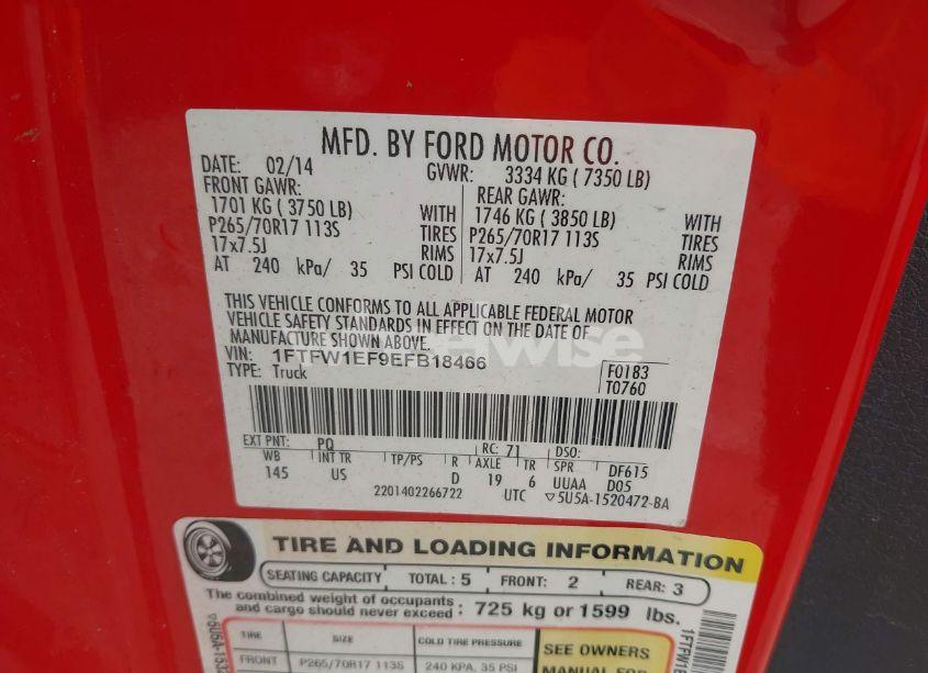 Photo 9 of 2014 Ford F-150 XLT (VIN 1FTFW1EF9EFB18466)