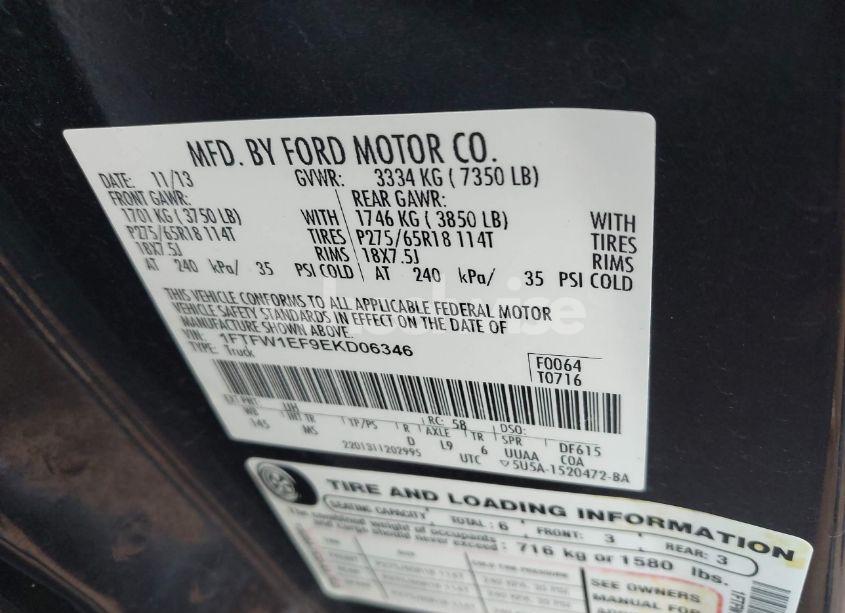 Photo 9 of 2014 Ford F-150 XLT (VIN 1FTFW1EF9EKD06346)