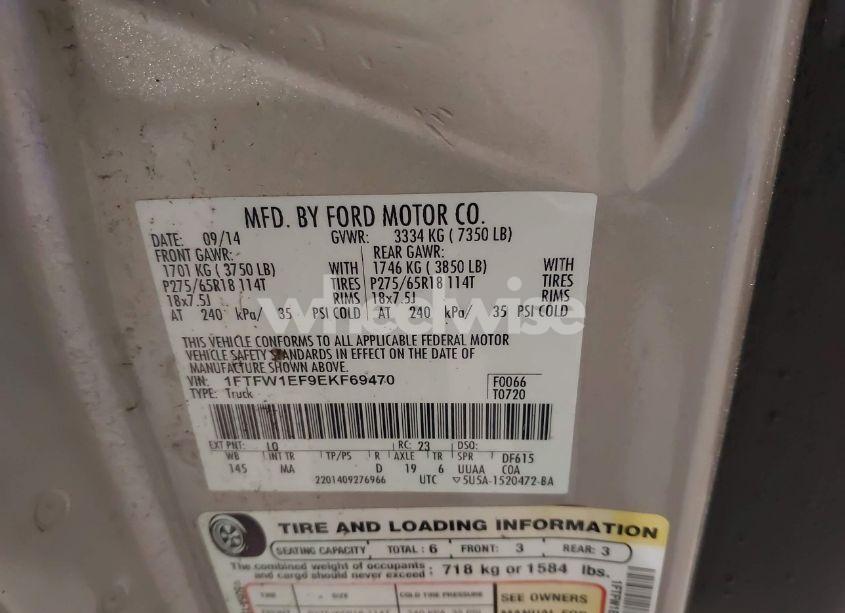 Photo 9 of 2014 Ford F-150 XLT (VIN 1FTFW1EF9EKF69470)