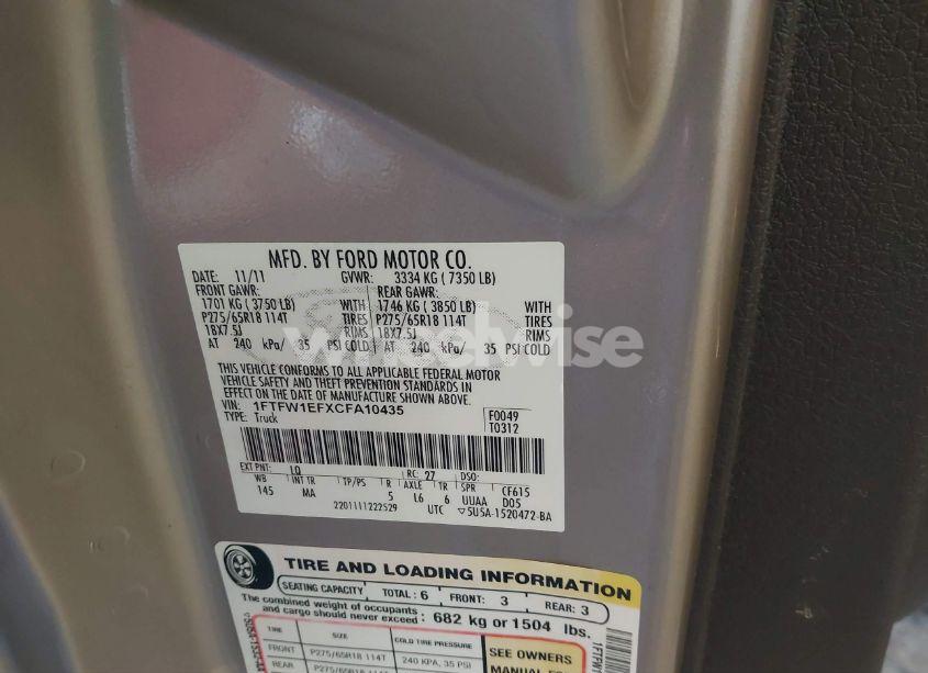 Photo 9 of 2012 Ford F-150 XLT (VIN 1FTFW1EFXCFA10435)