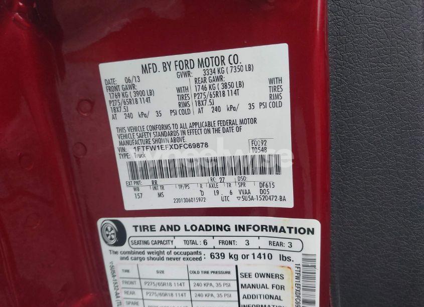 Photo 9 of 2013 Ford F-150 XLT (VIN 1FTFW1EFXDFC69878)