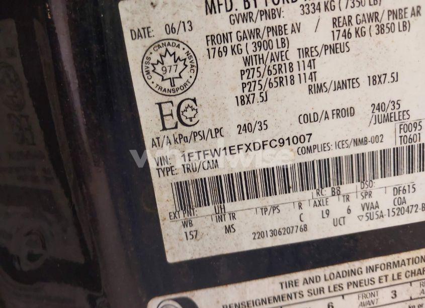 Photo 9 of 2013 Ford F-150 XLT (VIN 1FTFW1EFXDFC91007)