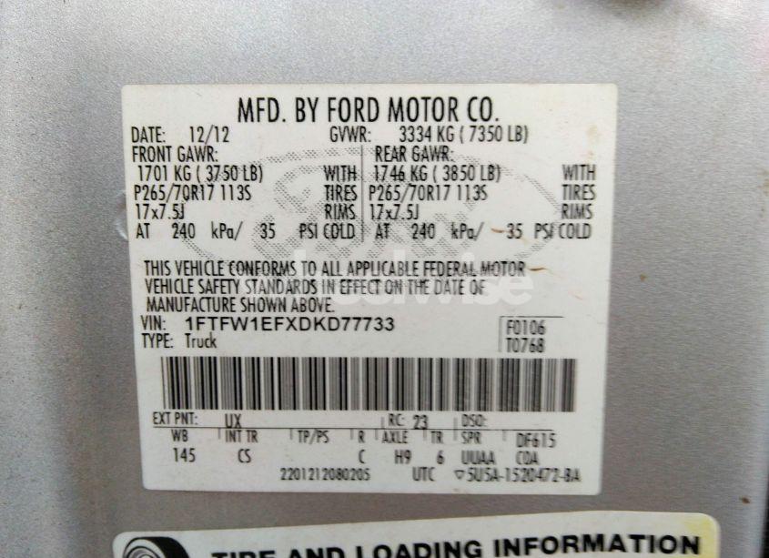 Photo 9 of 2013 Ford F-150 XL (VIN 1FTFW1EFXDKD77733)