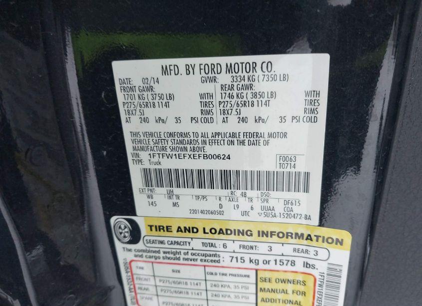 Photo 9 of 2014 Ford F-150 XLT (VIN 1FTFW1EFXEFB00624)