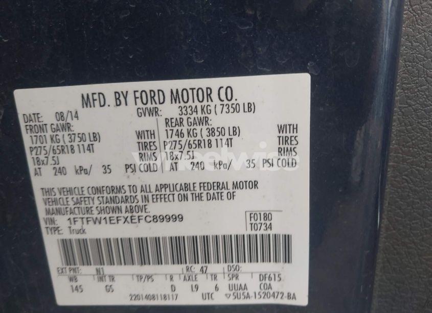 Photo 9 of 2014 Ford F-150 XLT (VIN 1FTFW1EFXEFC89999)