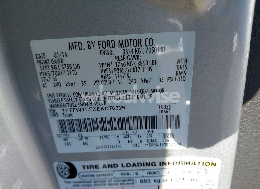 Photo 9 of 2014 Ford F-150 XLT (VIN 1FTFW1EFXEKD76325)