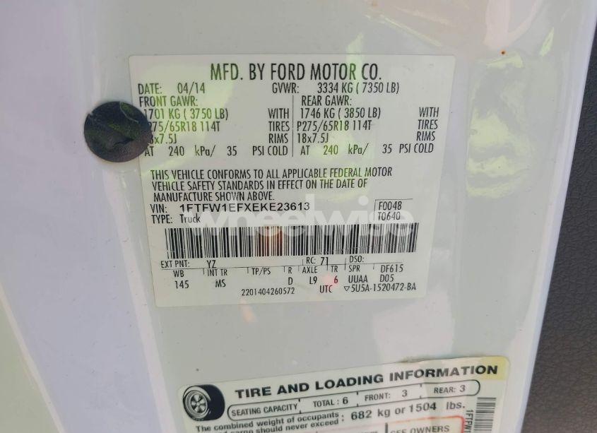 Photo 9 of 2014 Ford F-150 XLT (VIN 1FTFW1EFXEKE23613)